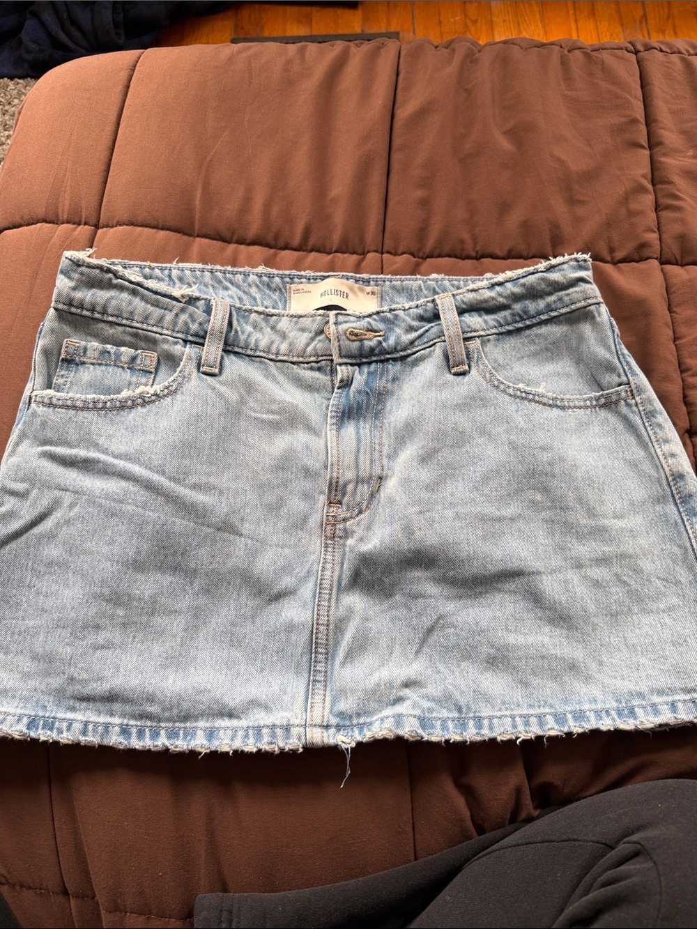 Hollister Light Blue Frayed Denim Mini Skirt